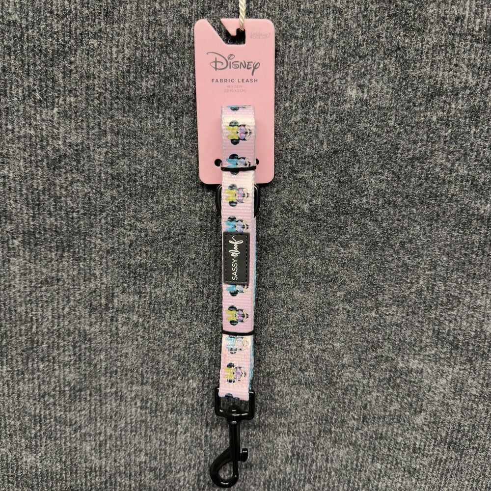 NWT Sassy Woof Disney Fabric Leash 48x.8" Pink/Blue Minnie Mouse